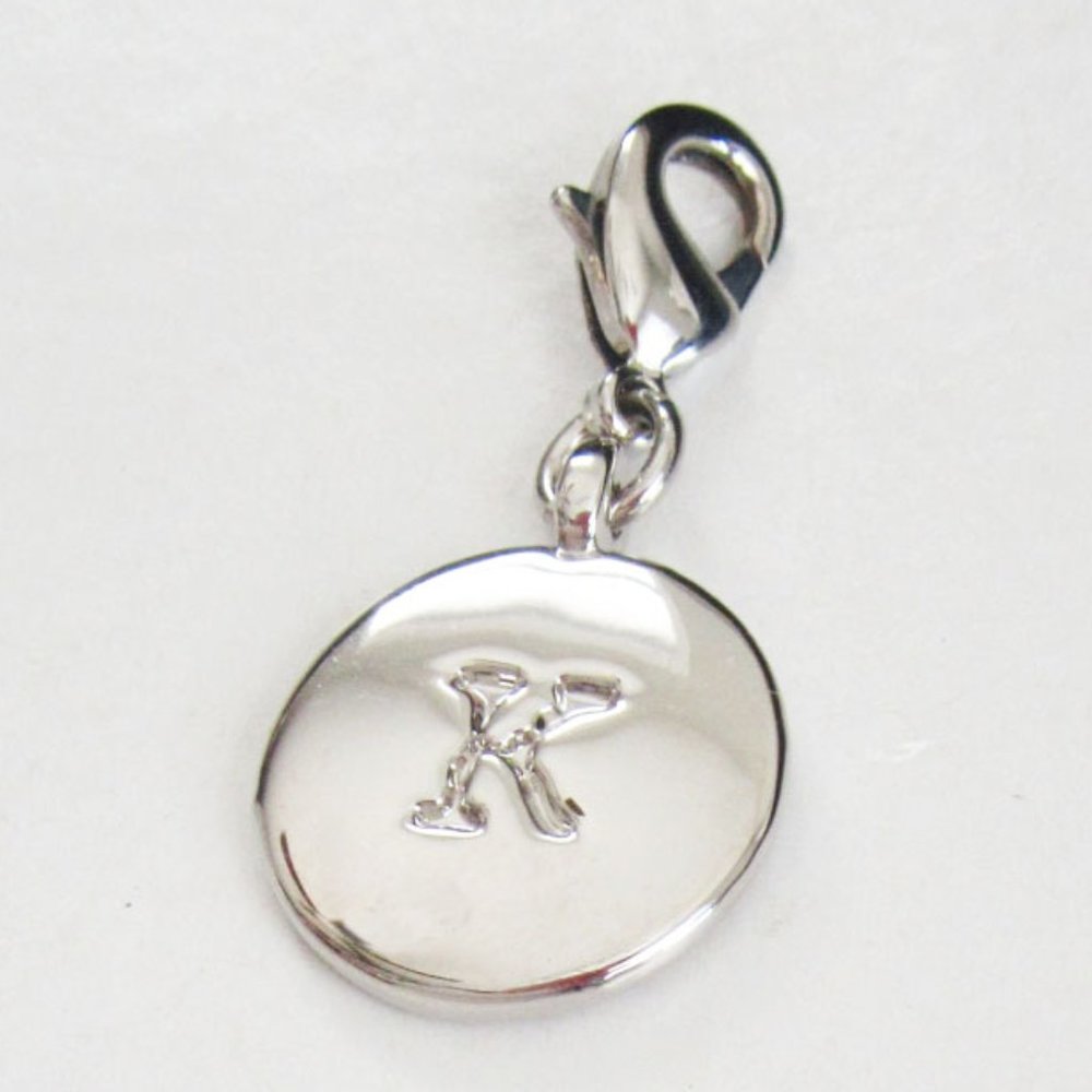 2 PACK Lia Sophia Jewelry Silver Charms Letter "K" Disc for Bracelet & Necklace